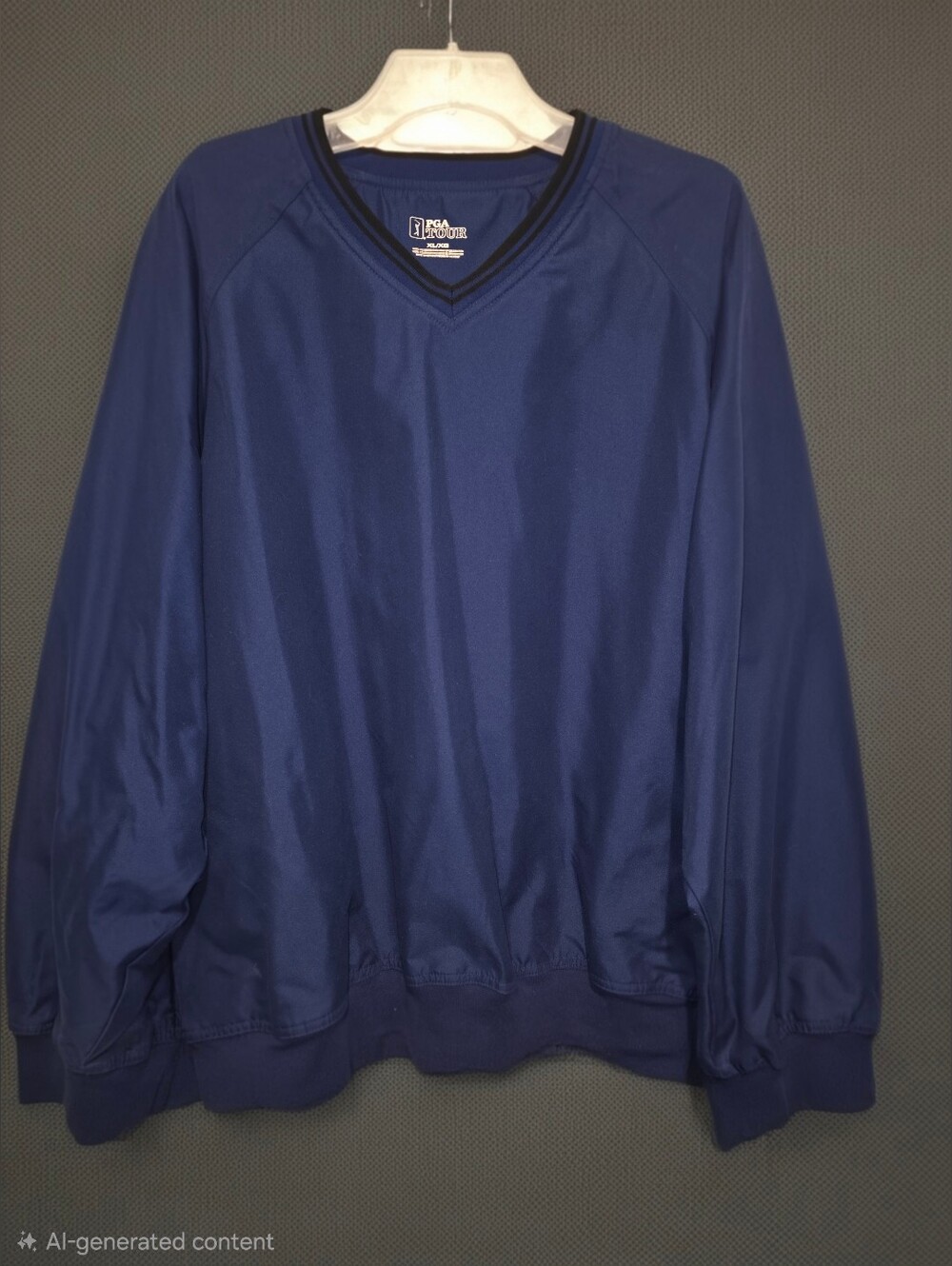 PGA Tour Men's V-Neck Pullover Jacket in Navy